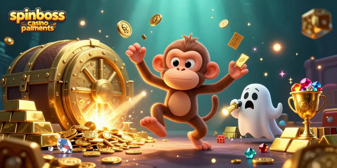 Visualisez les paiements de spinboss casino paiements avec une scène animée et dynamique de gain et de pièces d'or.